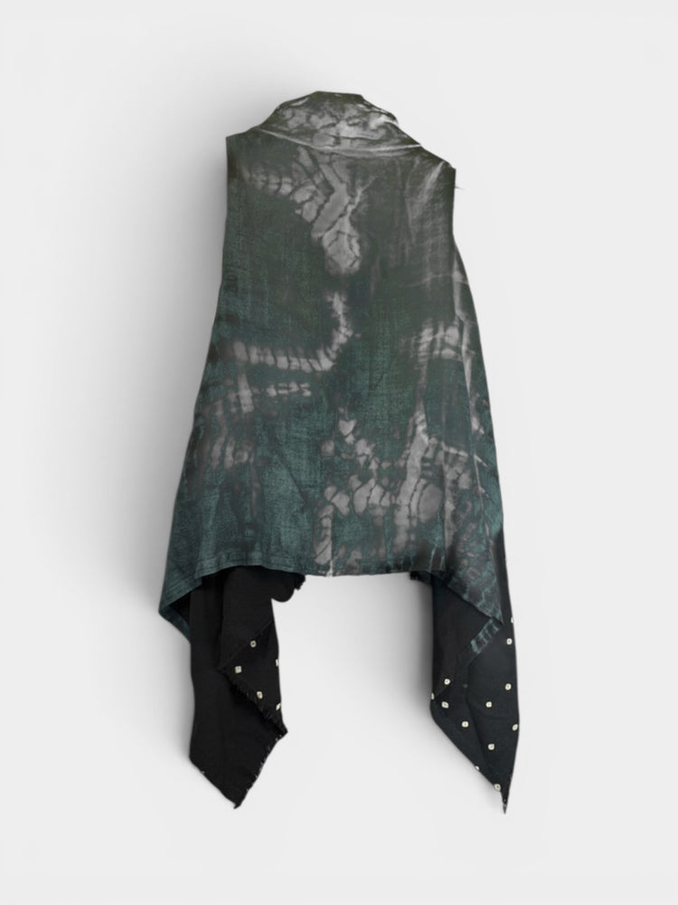 Black Wool Tie-Dye Wrap Shawl