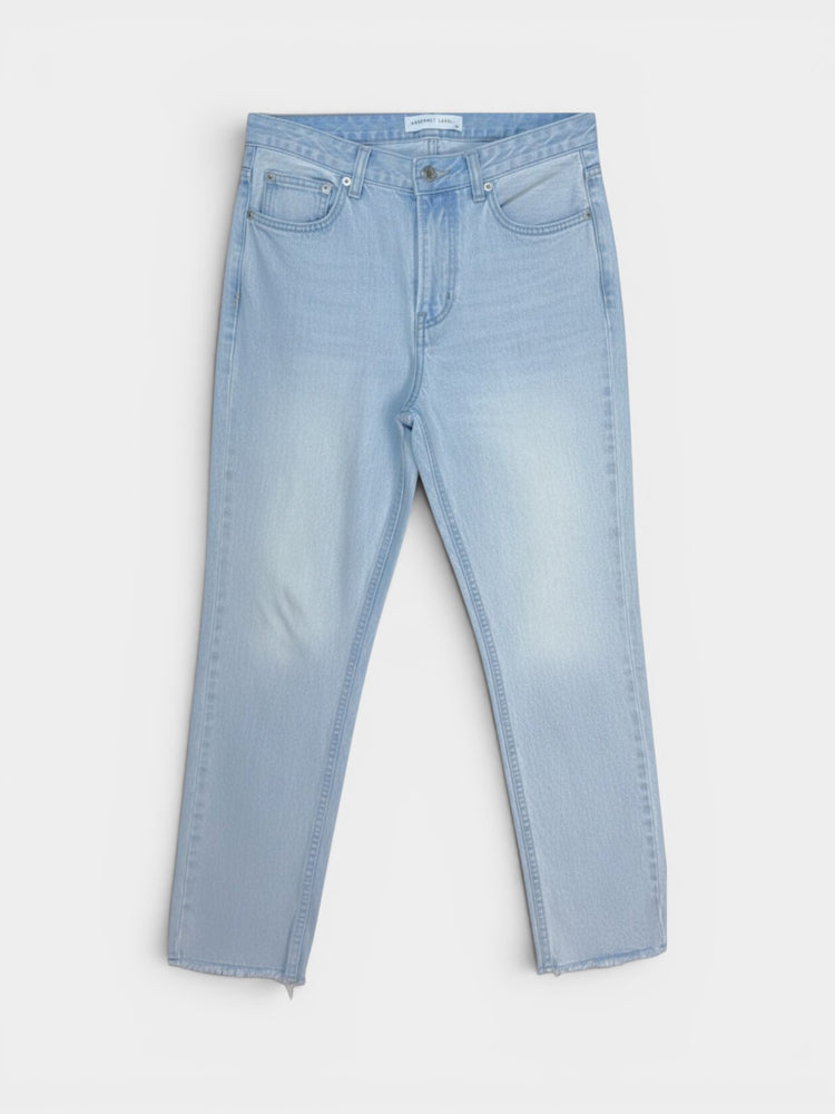 Light Wash High-Rise Straight Leg Cropped Jeans