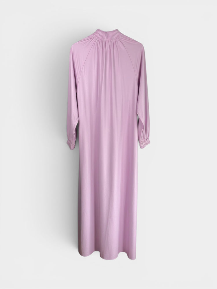 Lavender Mock-Neck Keyhole Maxi Dress