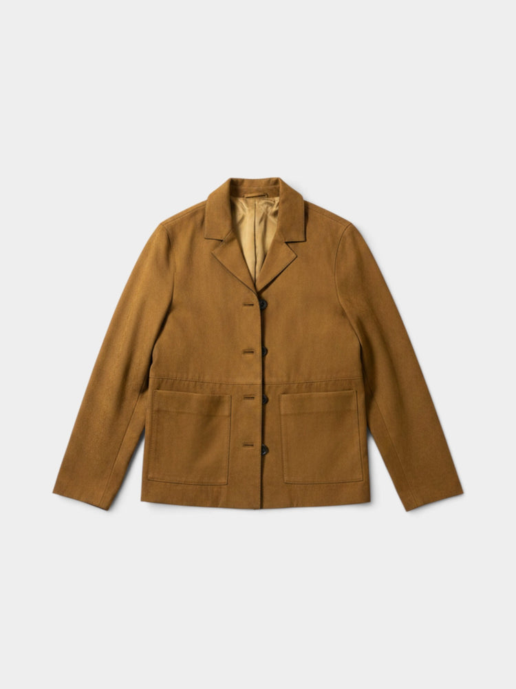 Caramel Brown Structured Chore Blazer Jacket