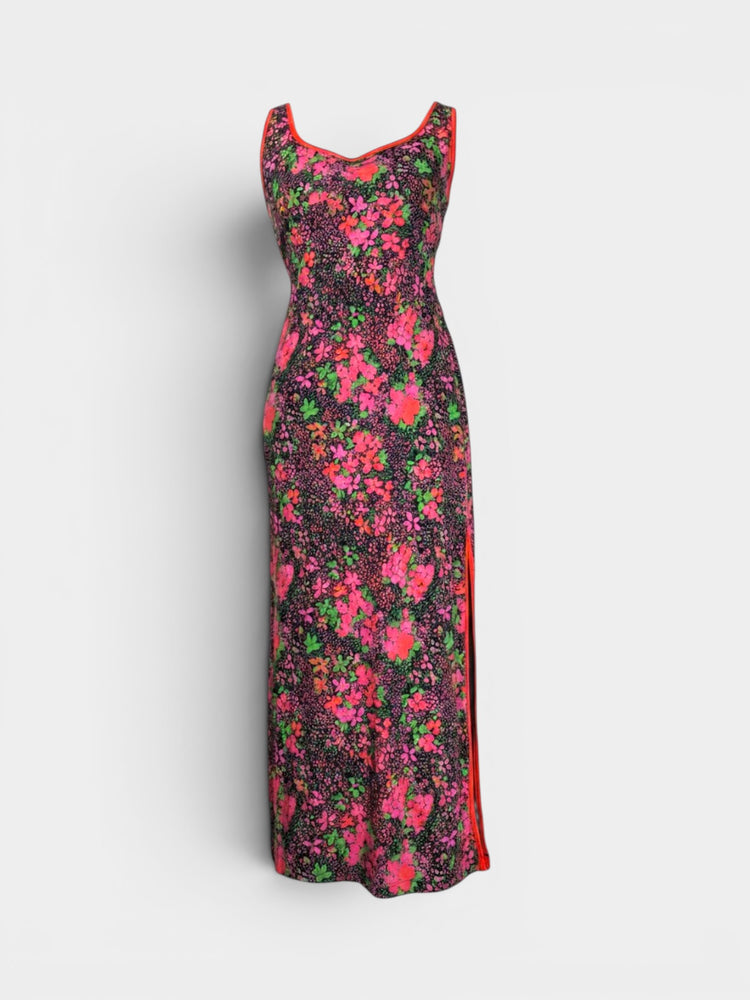 Floral Print Sleeveless Maxi Dress with Side Slit