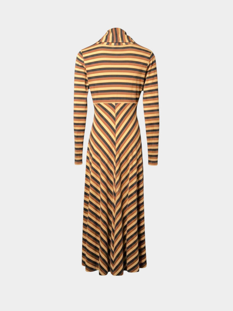 Multicolor Striped Turtleneck Maxi Dress
