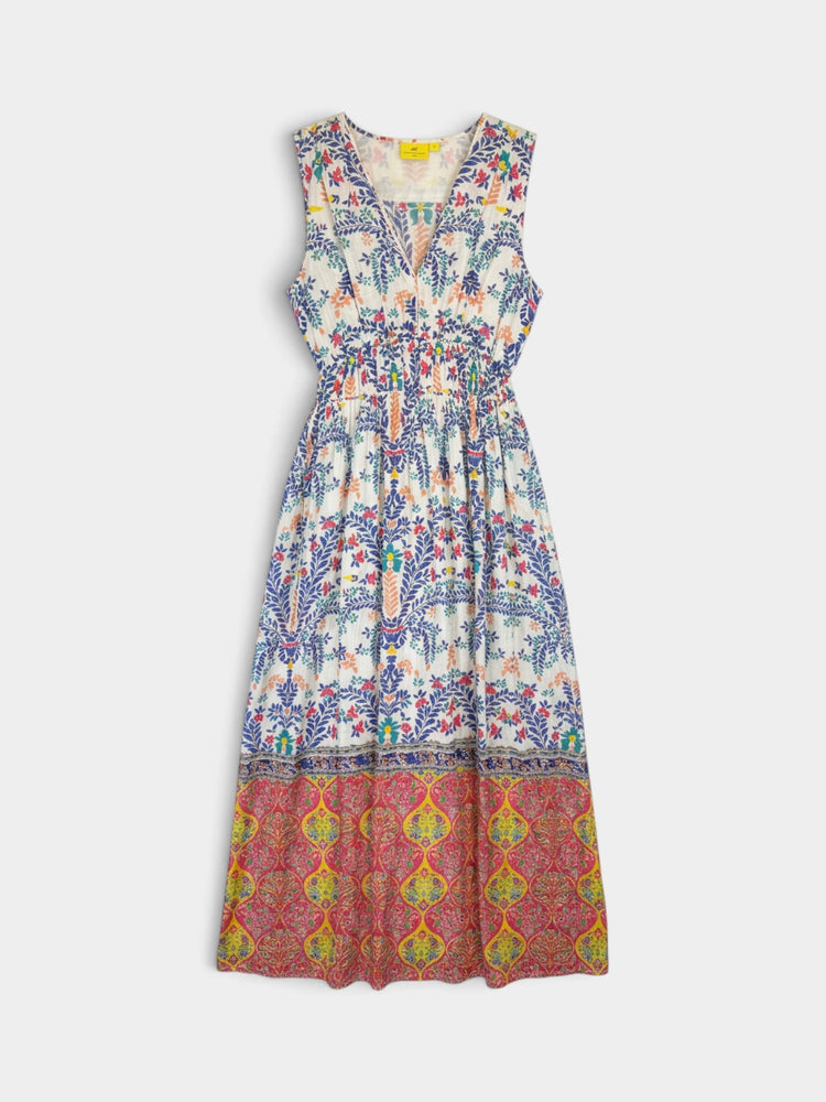 Floral Paisley Border Print Maxi Dress