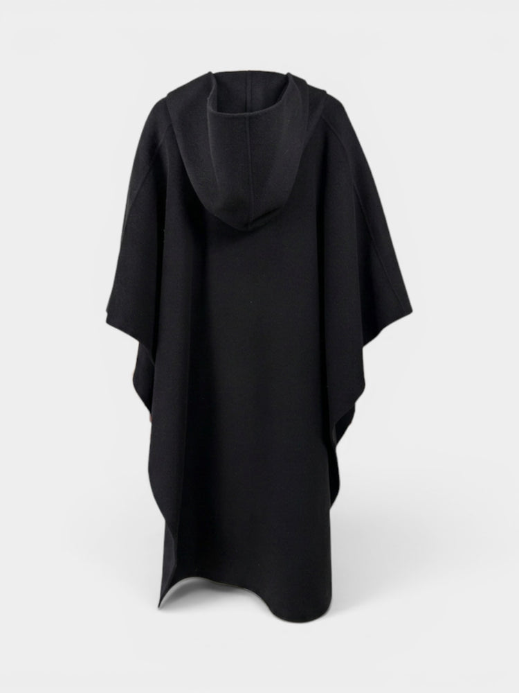 Black Hooded Cape Poncho