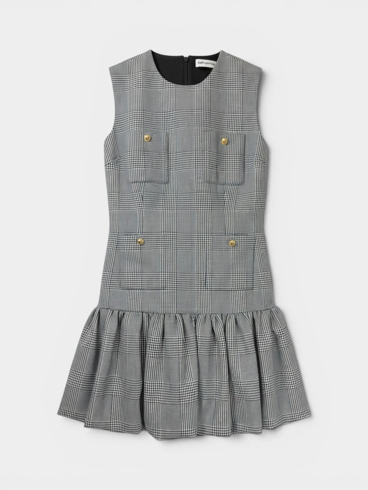 Prince of Wales Check Drop-Waist Mini Dress