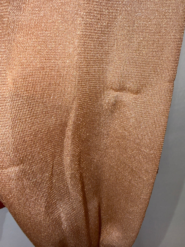 Rust Orange Ribbed Knit Sheer Sleeve Sweater