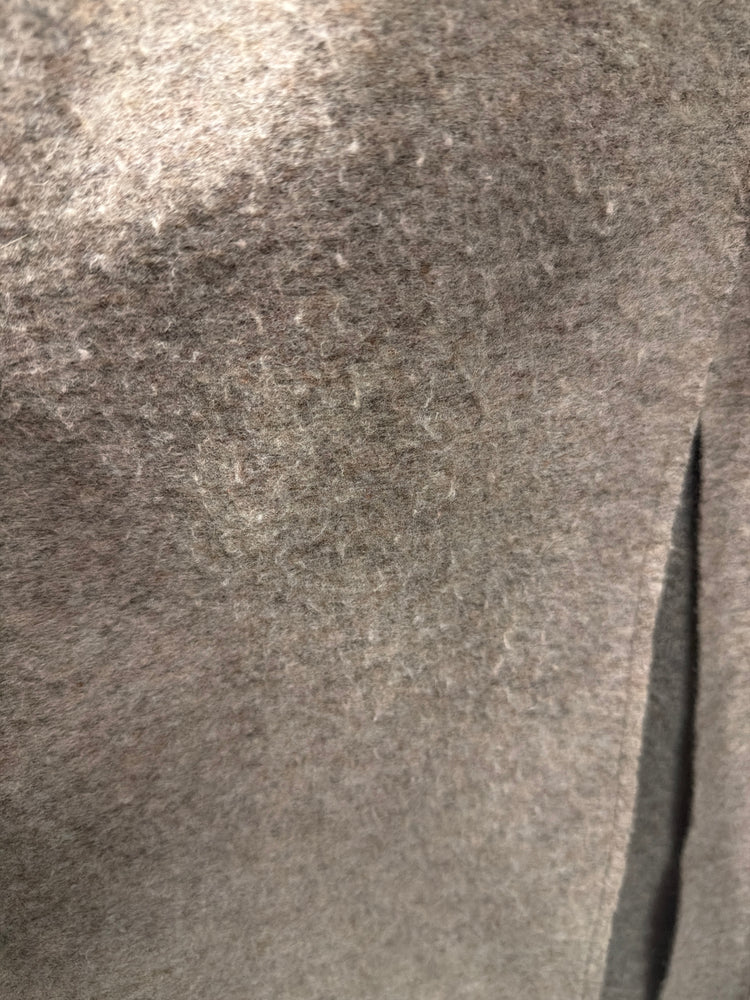 Gray Wool Blend Balloon Sleeve Long Coat
