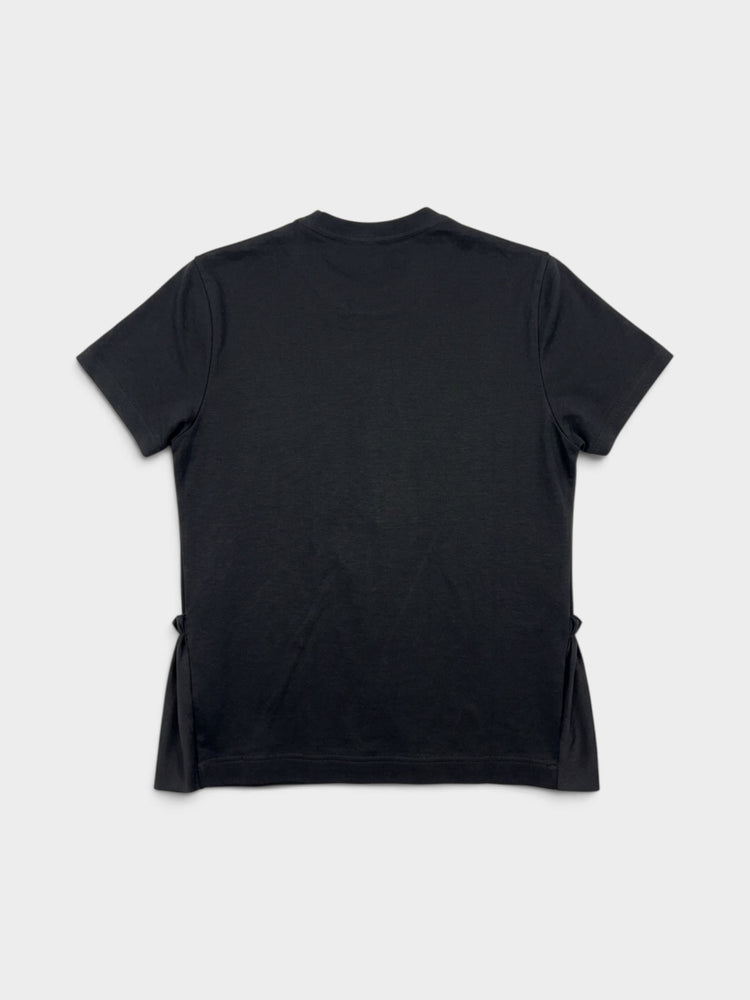 Black Cotton Ruffle Peplum T-Shirt Top