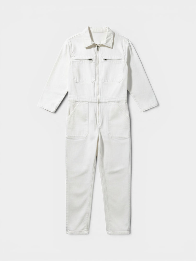 White Cotton Boilersuit Jumpsuit