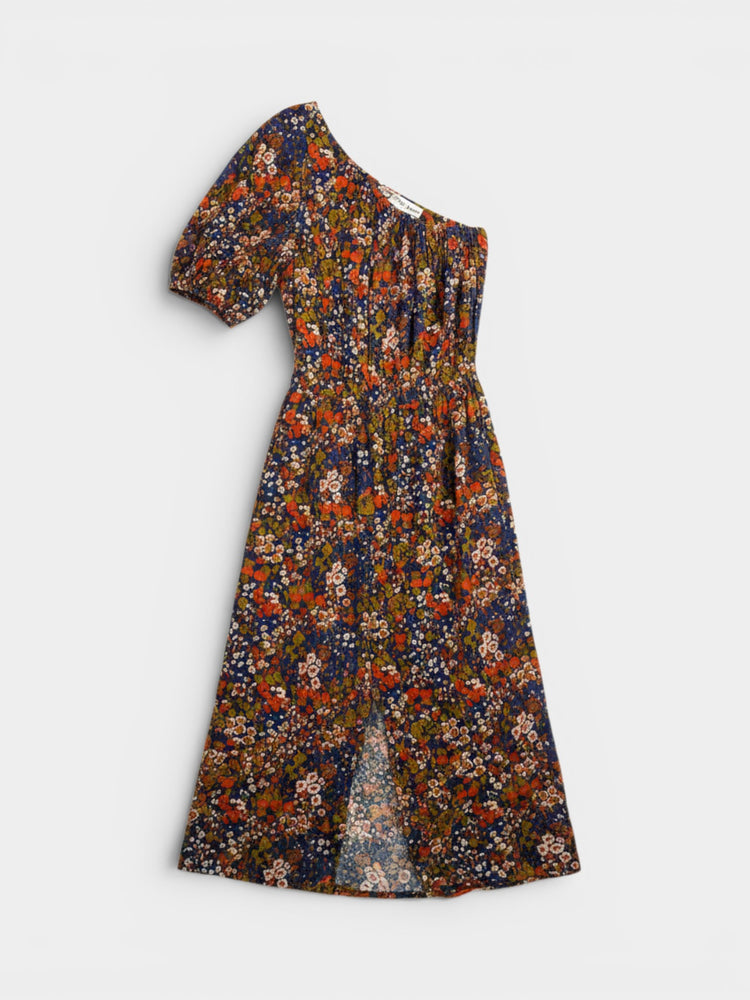 Floral One-Shoulder Midi Dress