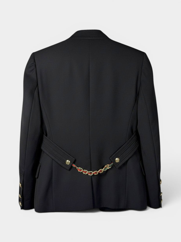Black Wool Mandarin Collar Jacket