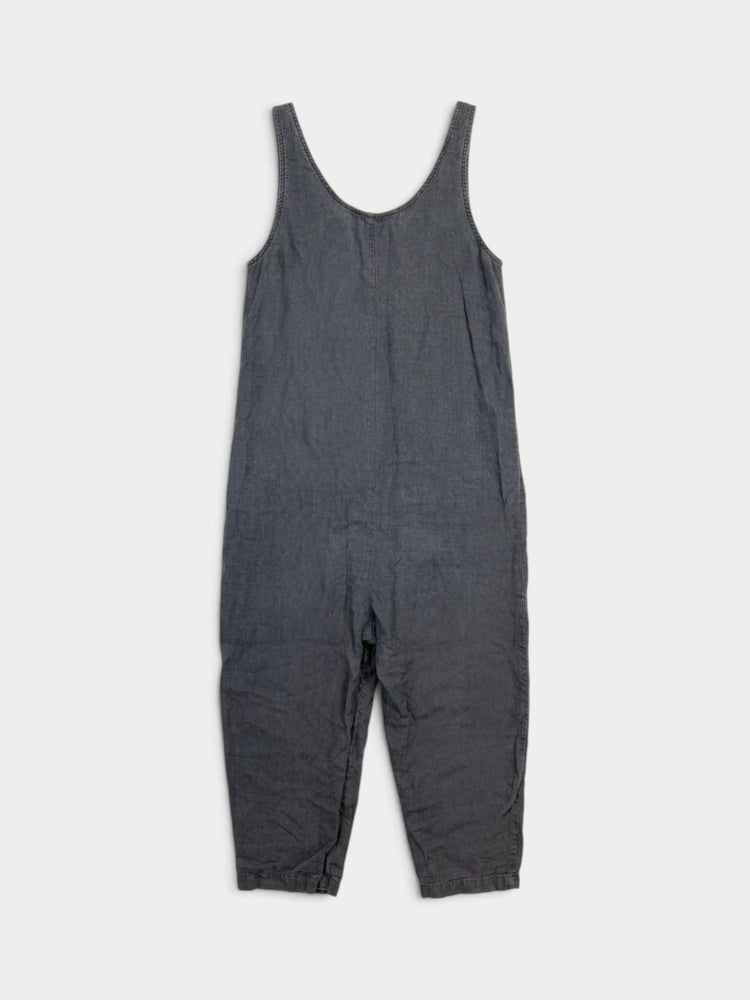 Gray Linen Relaxed Fit Jumpsuit
