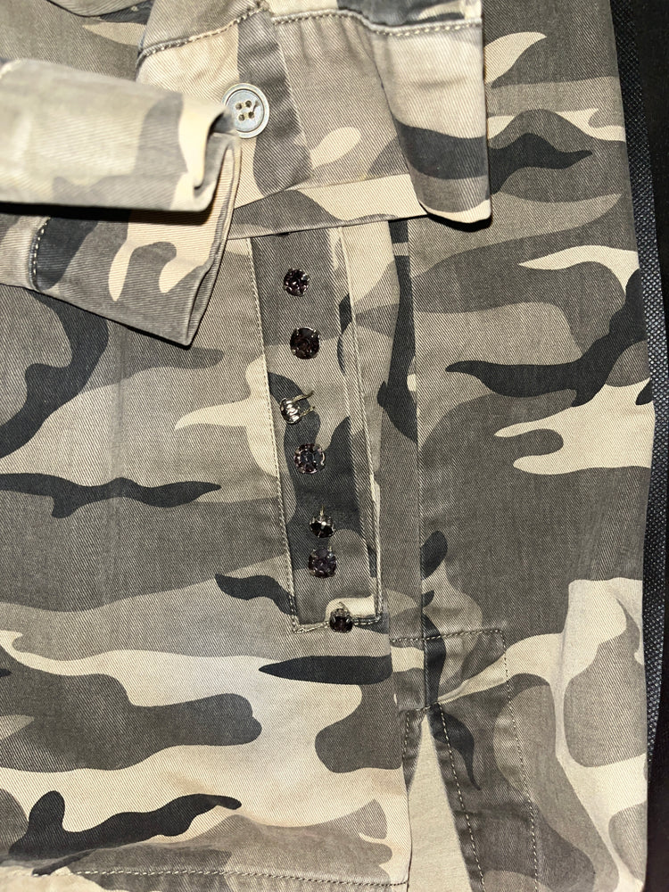Olive Camo Military Jacket with Rhinestone Detail
