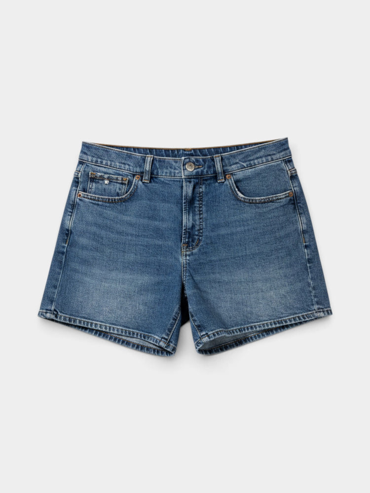 Medium Wash Denim Five-Pocket Shorts