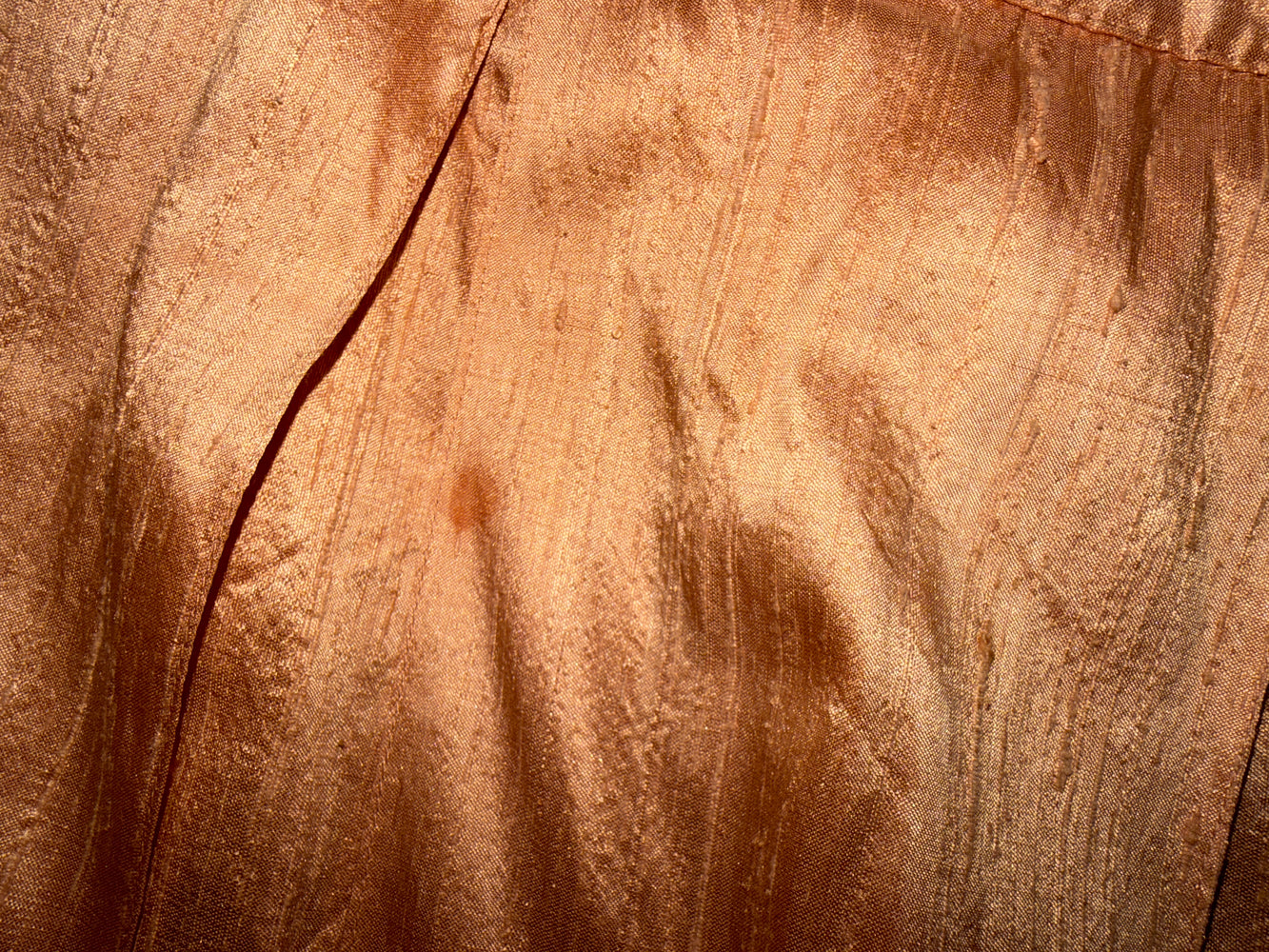 Peach Rose Gold Iridescent Pleated Midi A-Line Skirt