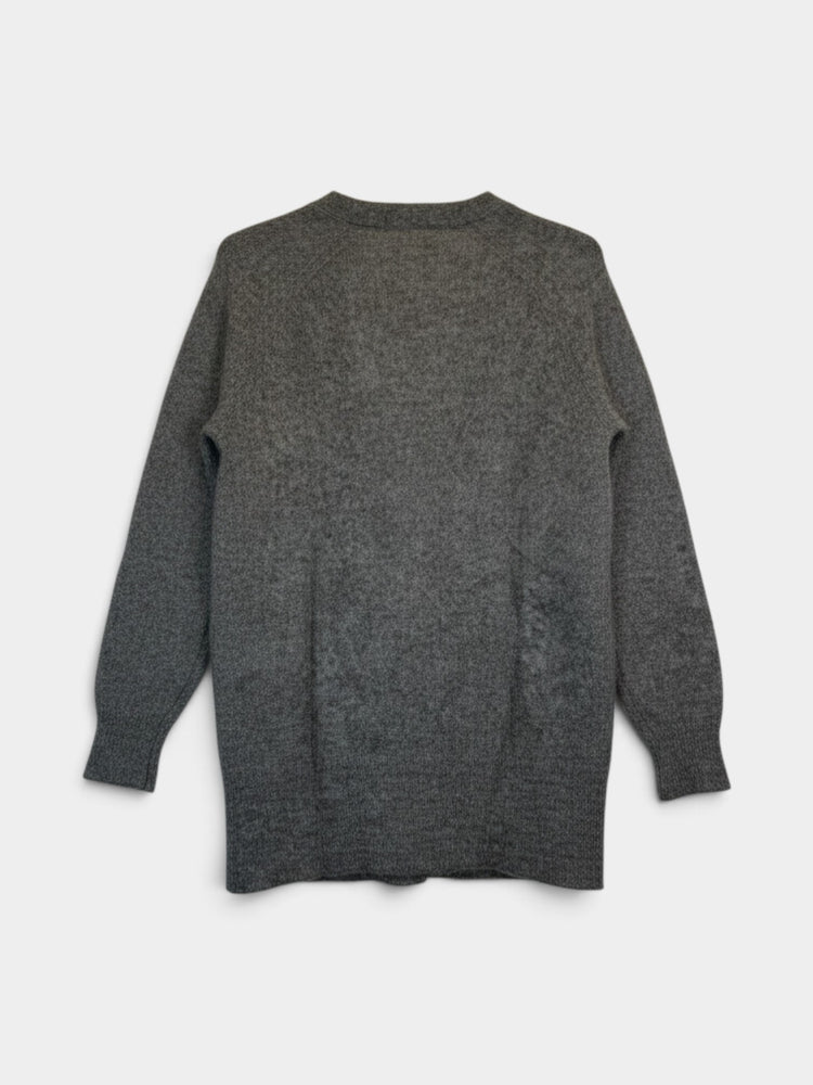 Gray Mohair Blend Oversized Cardigan