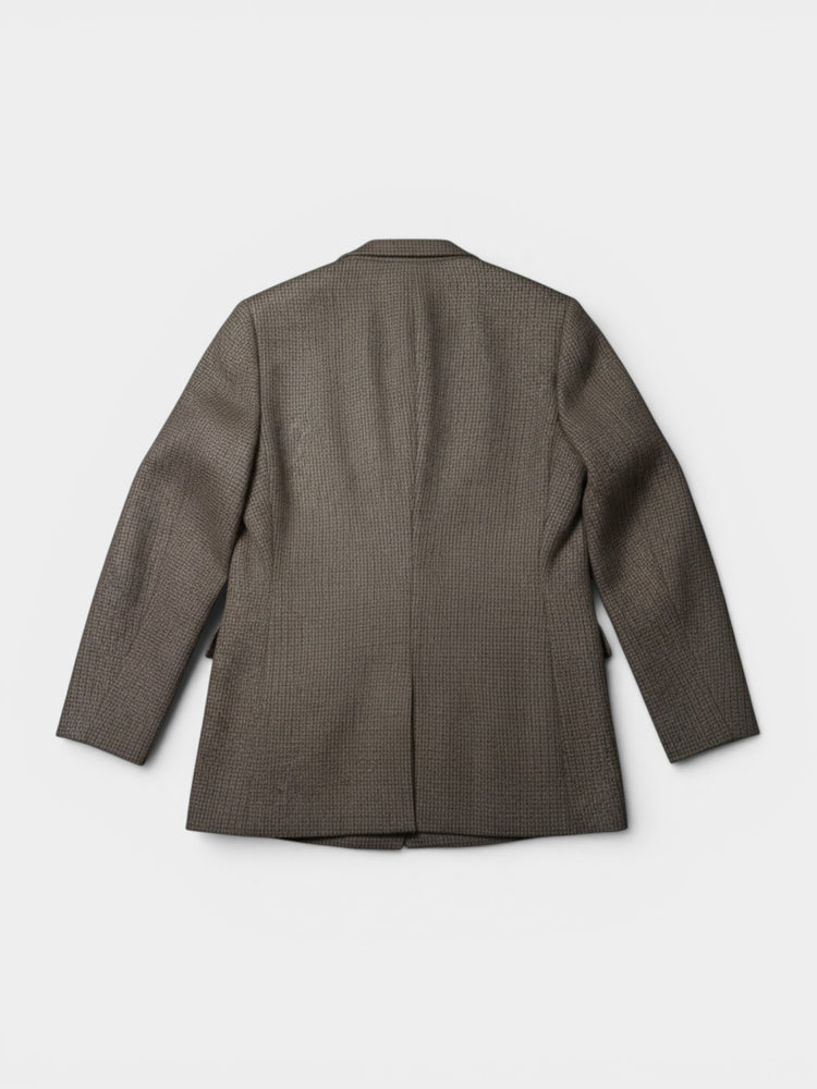 Brown Houndstooth Double-Breasted Blazer