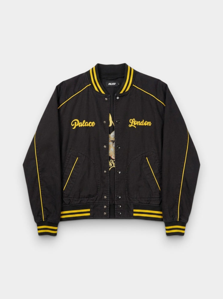Black Chain Stitch Bomber Jacket