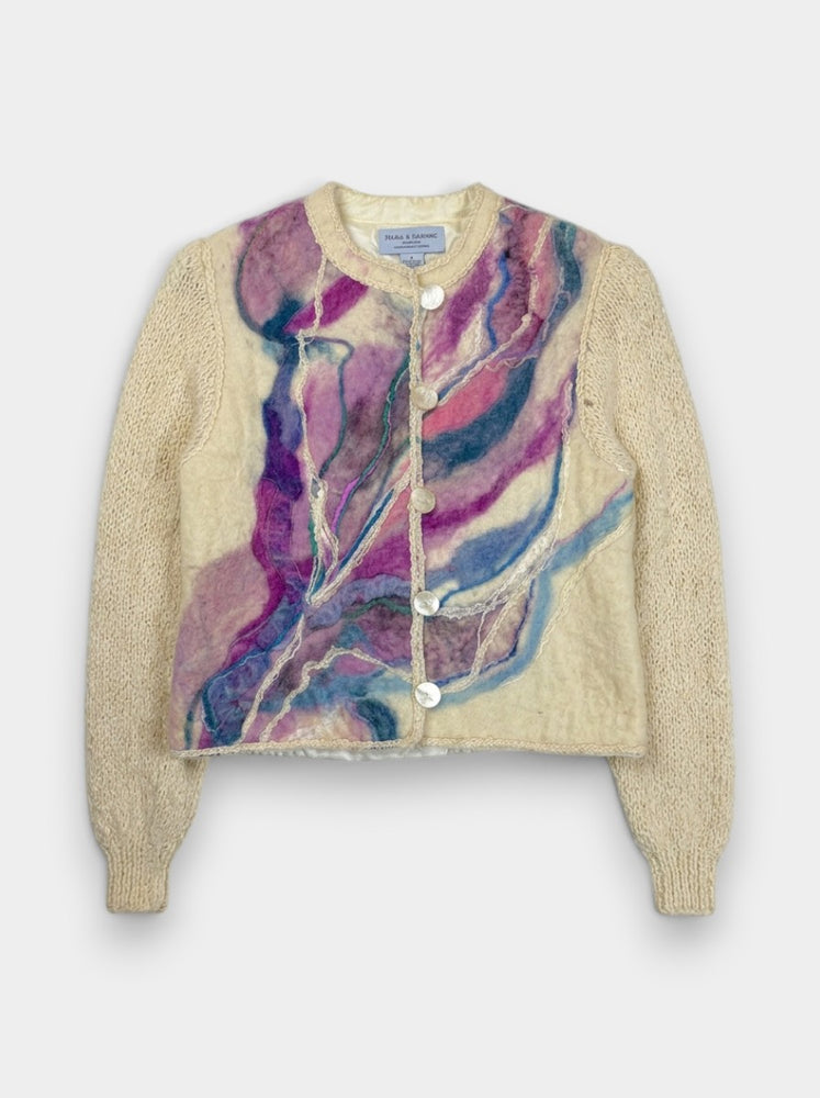 Handmade Felted Wool Abstract Art Cardigan