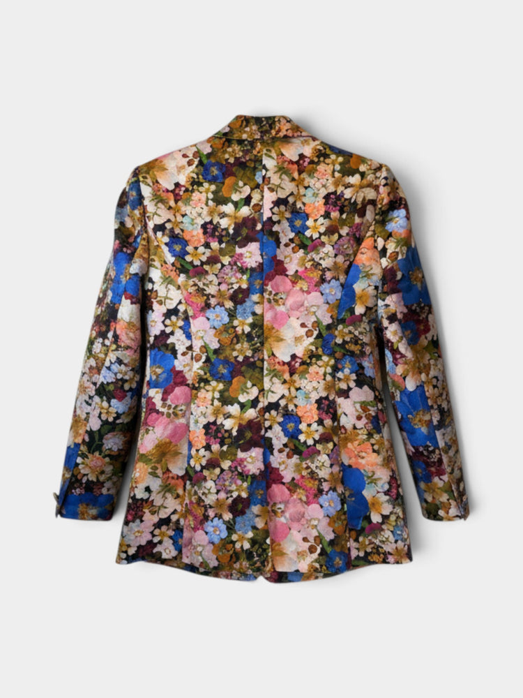 Multicolor Floral Print Single-Breasted Blazer