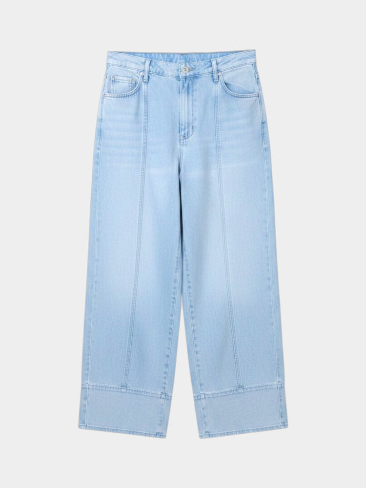 Light Blue Wide-Leg Barrel Denim Jeans