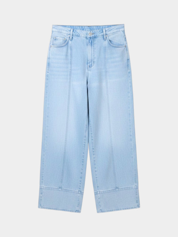 Light Blue Wide-Leg Barrel Denim Jeans