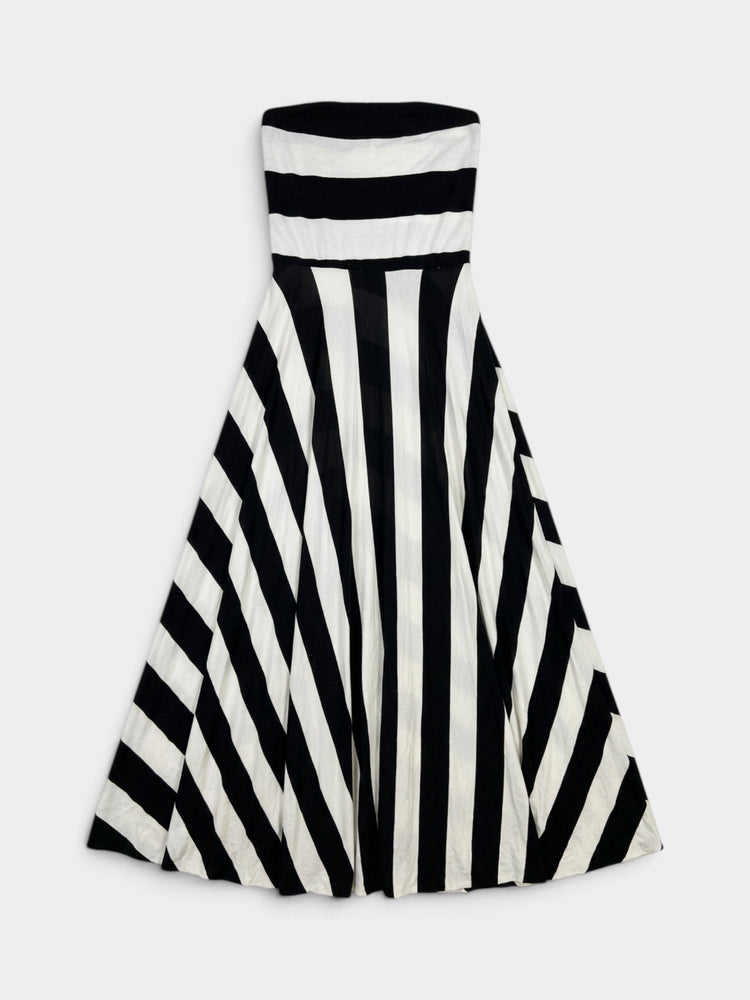 Stripe Convertible Bias Cut Cover-Up Maxi Dress