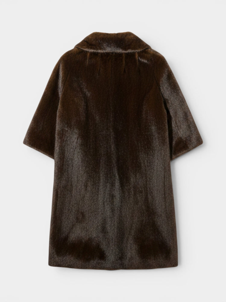 Brown Faux Fur Long Swing Coat