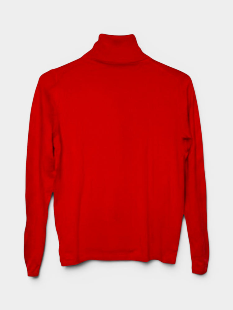 Red Long-Sleeve Turtleneck Top