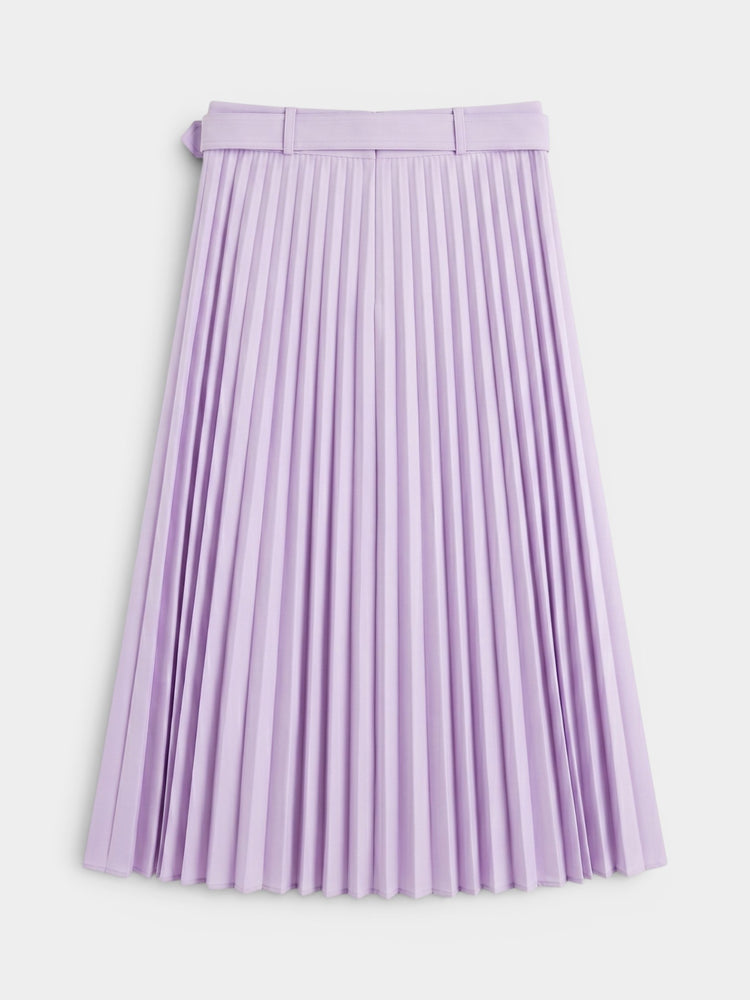 Lavender Pleated Maxi Skirt with Belt