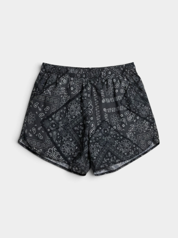Black Bandana Paisley Print Bralette & Shorts Matching Set