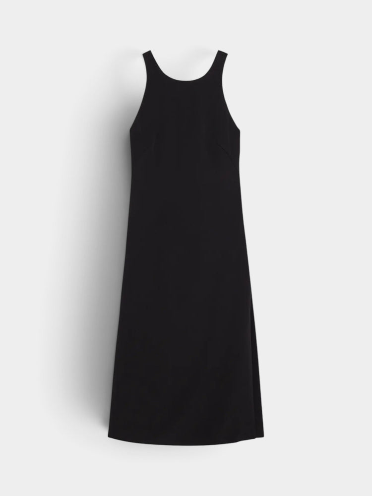 Black Criss-Cross Back Sleeveless Midi Dress