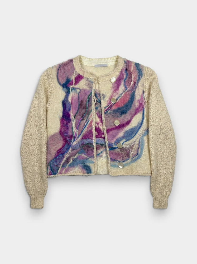 Handmade Felted Wool Abstract Art Cardigan
