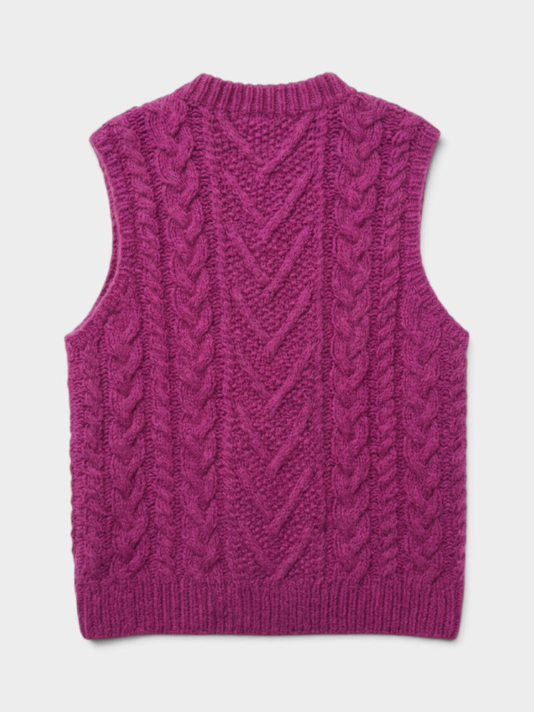 Magenta Cable Knit Rebel Rebel Sweater Vest
