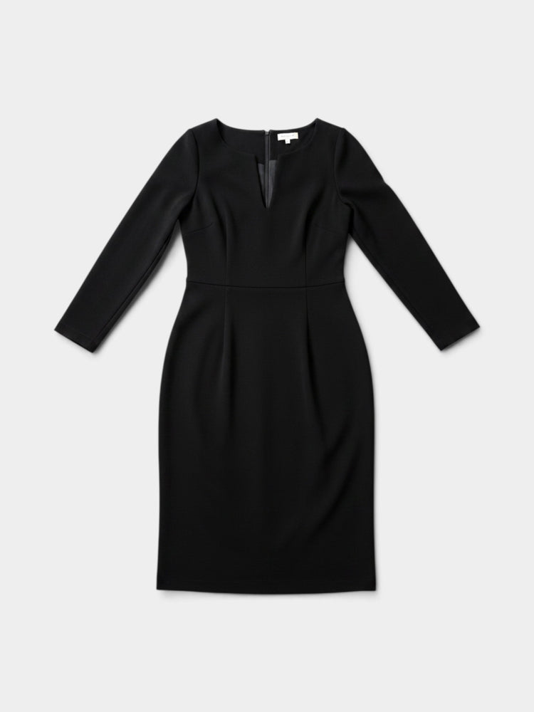 Black Long-Sleeve Midi Dress