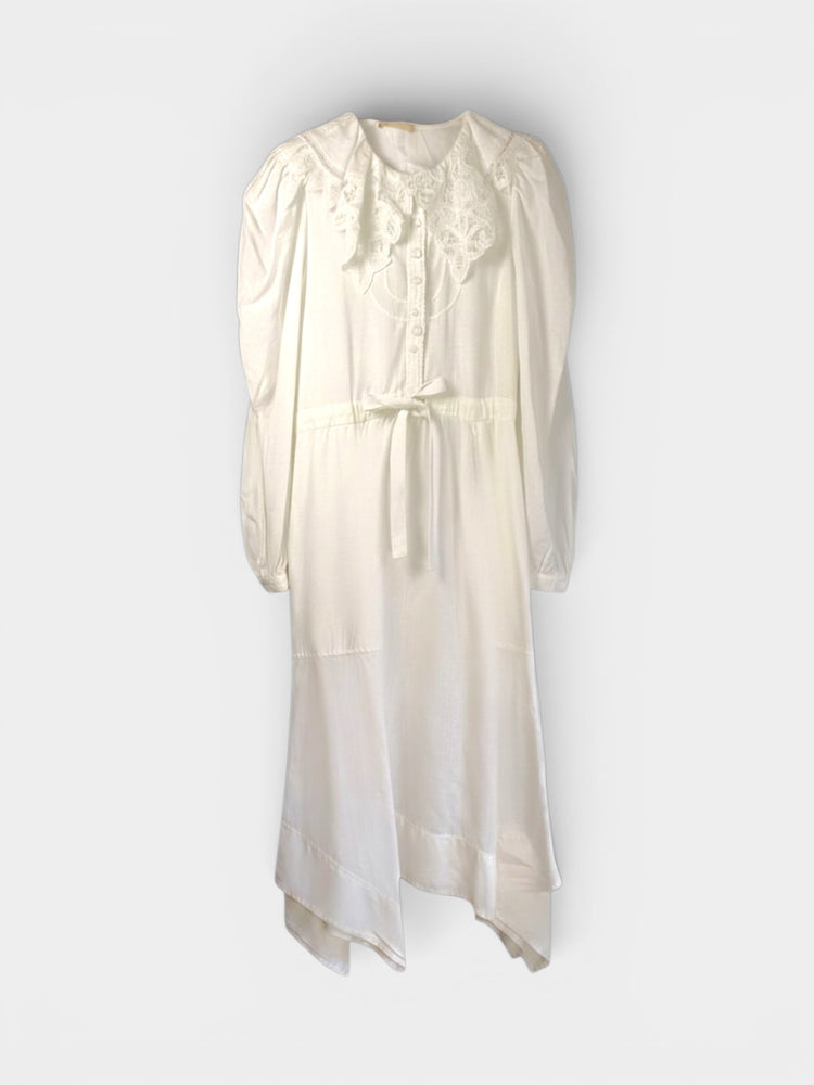 White Linen A-Line Dress