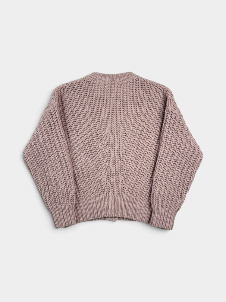 Mauve Pink Chunky Cotton Knit Oversized Pullover Sweater