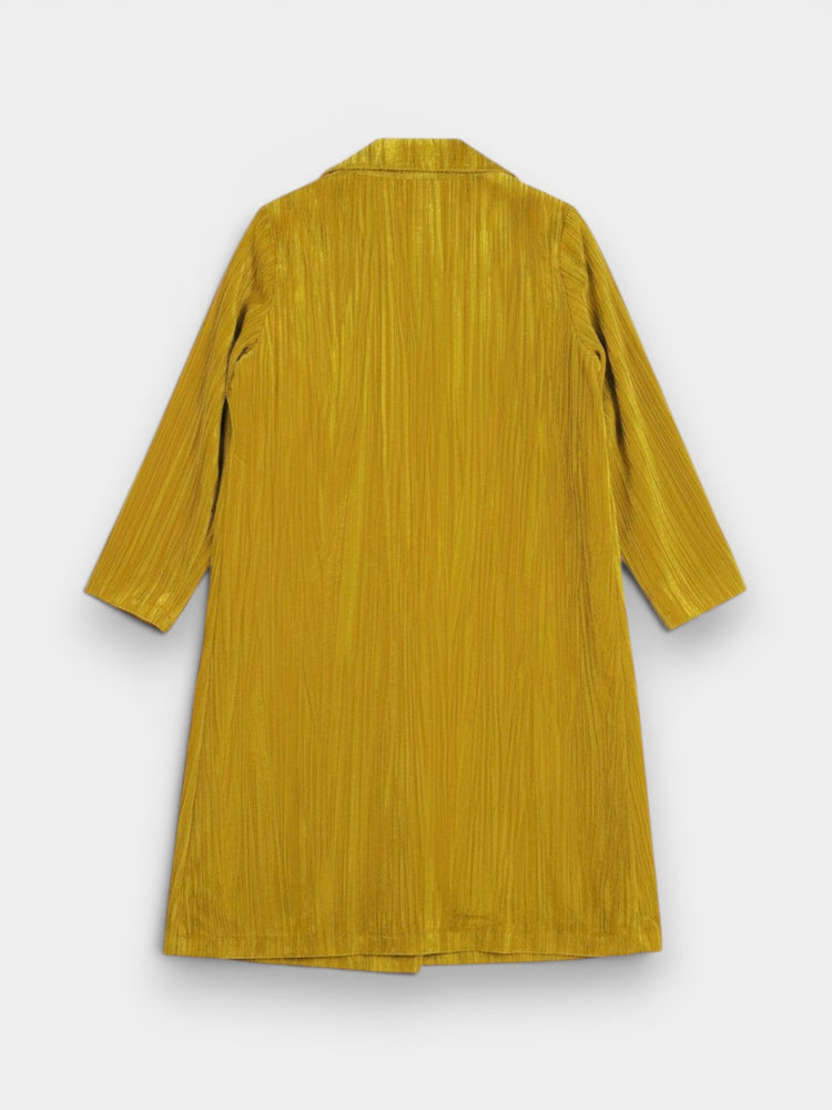 Yellow Crinkle Velvet Long Coat
