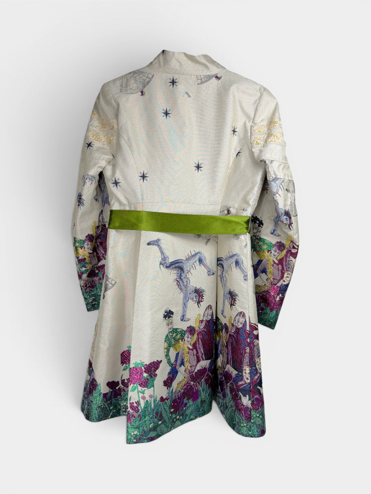 Ivory Jacquard Long Coat