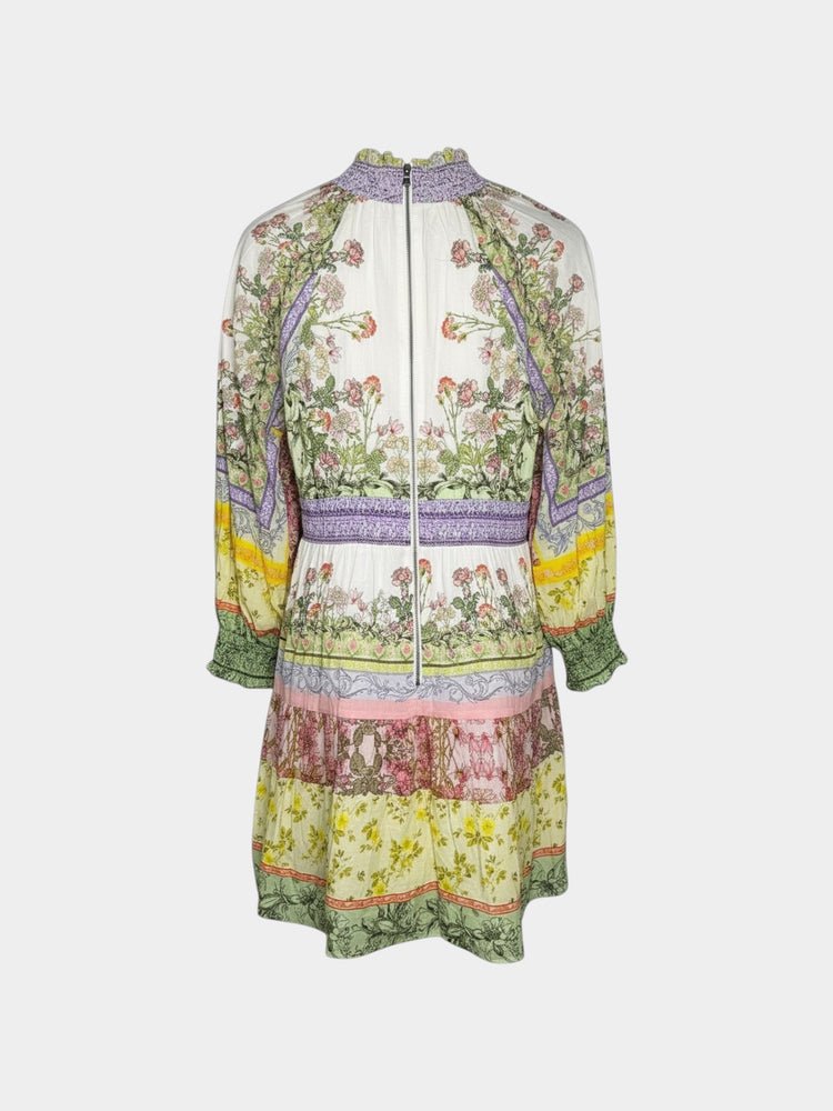 Floral Botanical Print Long-Sleeve Dress