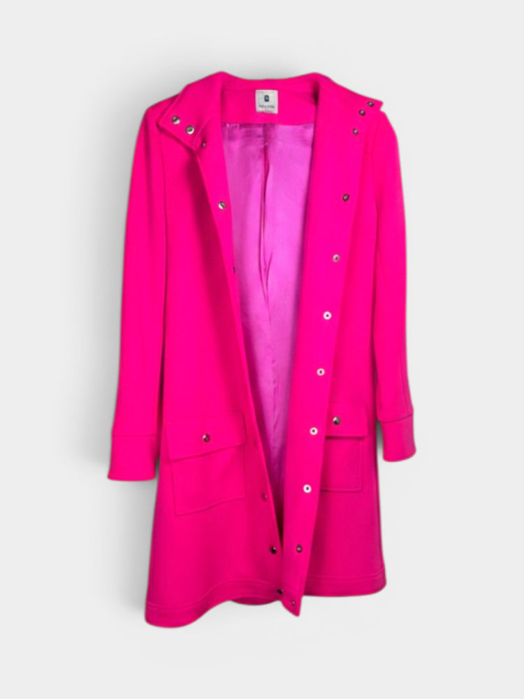 Hot Pink Wool Snap-Front A-Line Coat