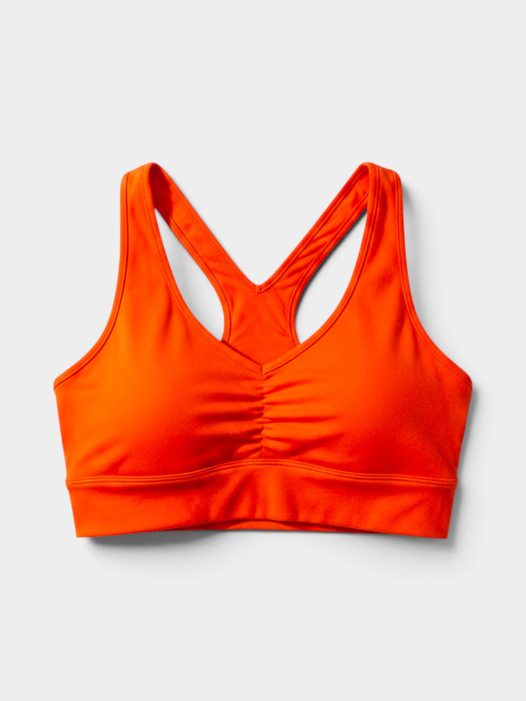 Red-Orange Racerback Sports Bra and Bike Shorts Matching Set