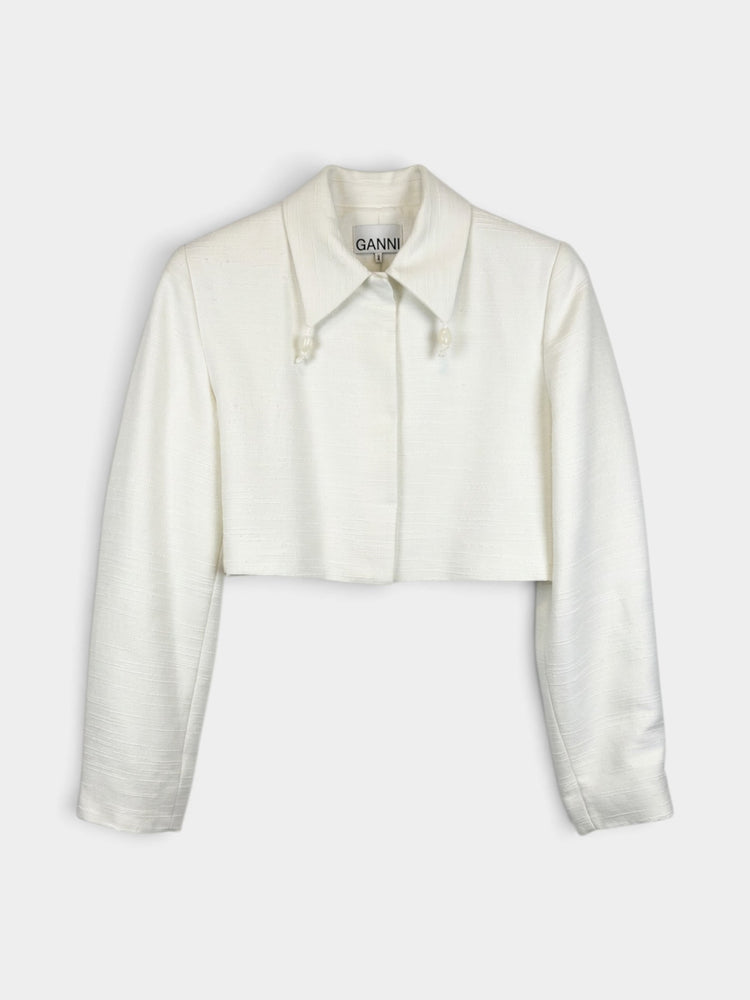 Ivory Jacket & Pleated Mini Skirt Set