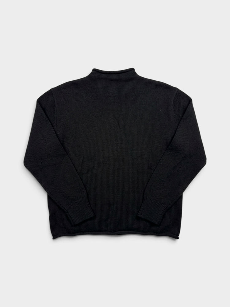 Black Martini Intarsia Mock Neck Knit Sweater
