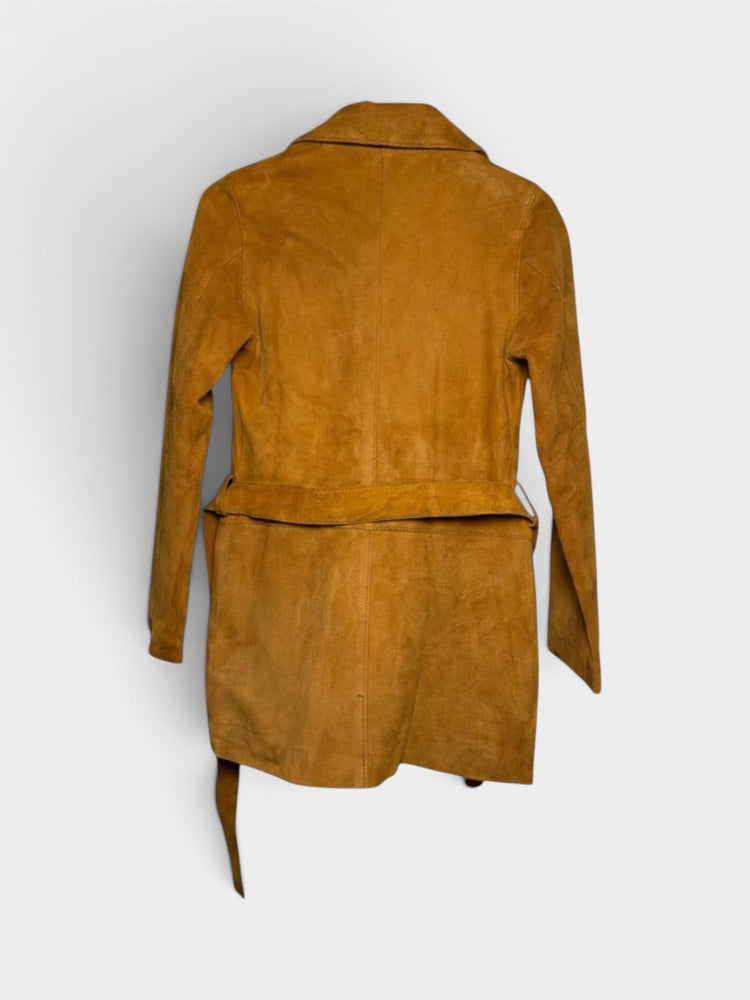 Vintage Tan Suede Leather Belted Safari Jacket