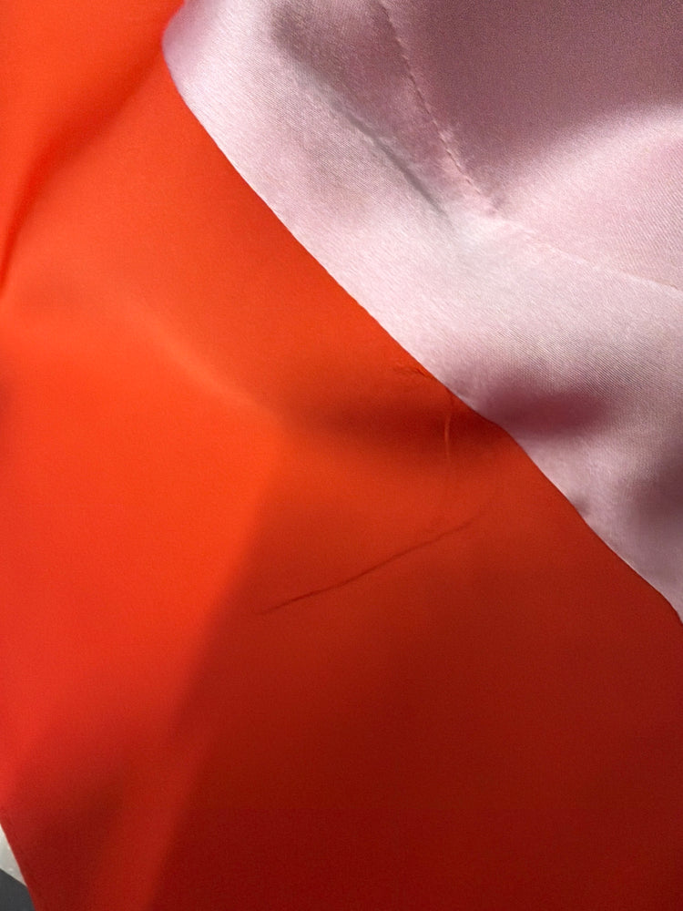 Orange Pink Color Block Belted Blazer Jacket
