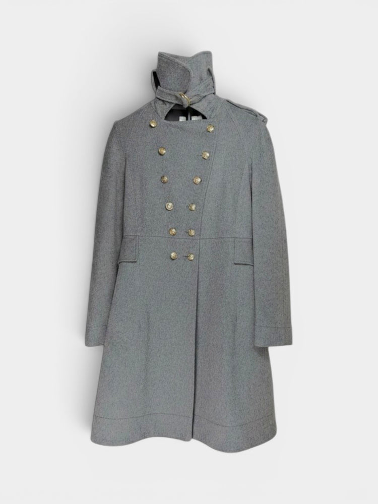Wool Military Double-Breasted Gray Coat