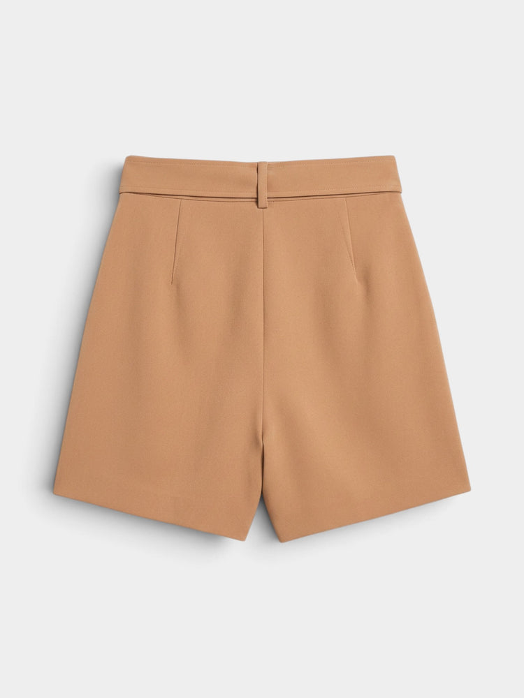 Camel Structured Blazer and Tailored Shorts Set