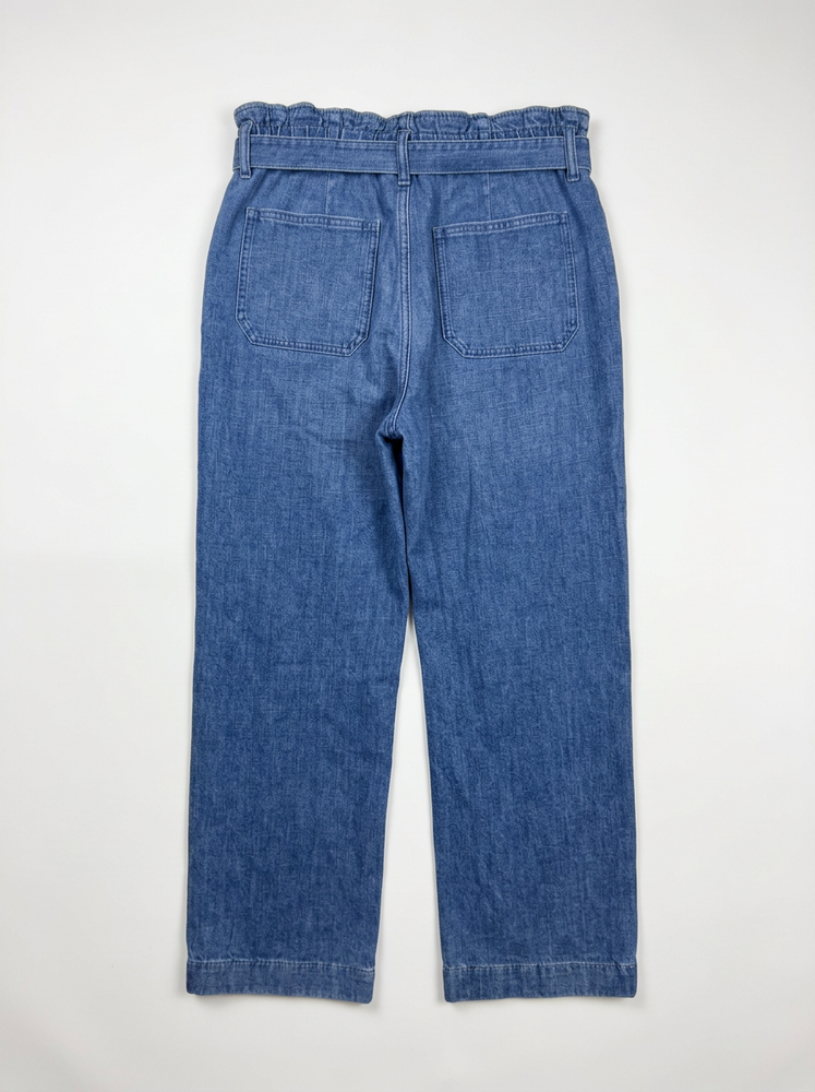 Paper-Bag-Waist Slim Wide-Leg Jean