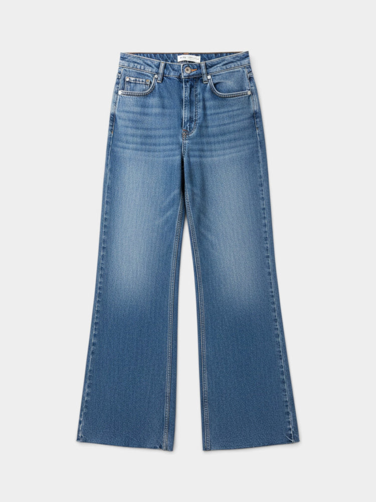 Medium Blue High-Rise Wide Leg Denim Jeans